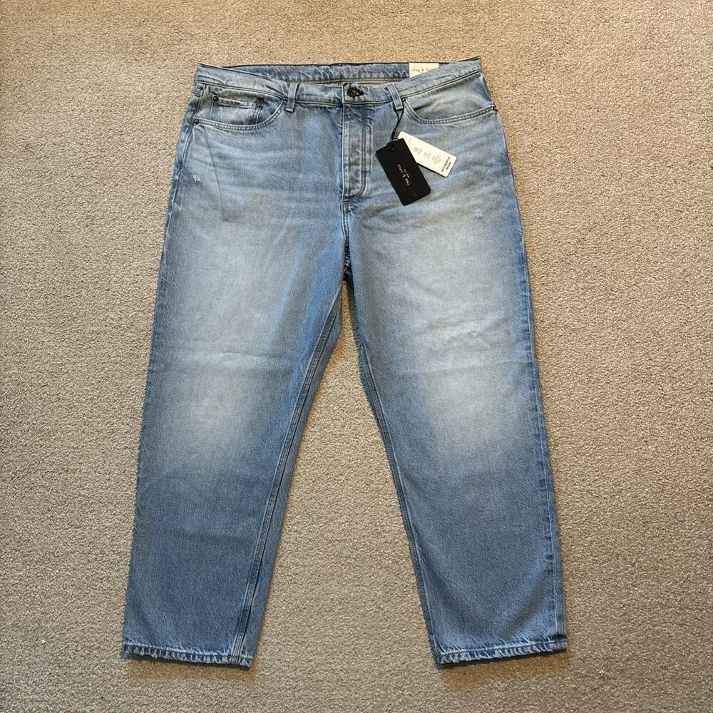 Rag And Bone Jeans Men 38/27L Beck Cropped Relaxed Light Indigo Rigid Loose NWT